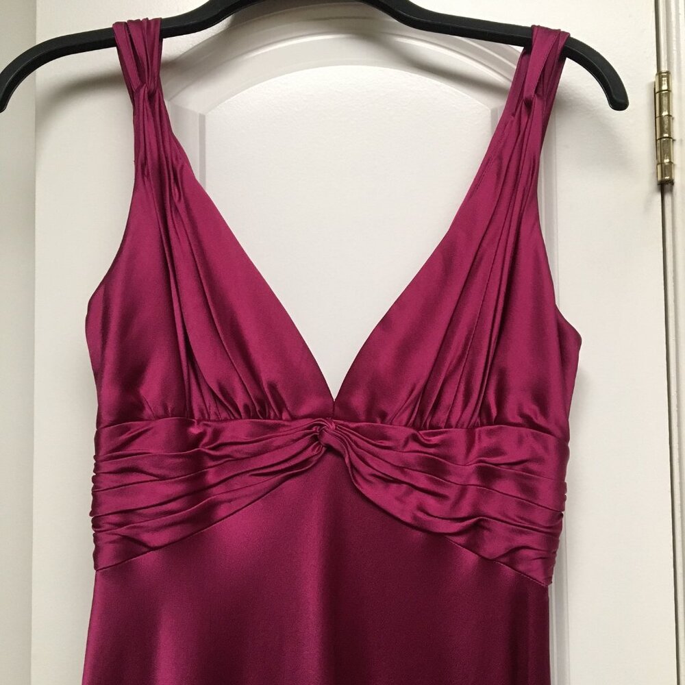 Carmen Marc Valvo Fuchsia Satin Maxi Dress